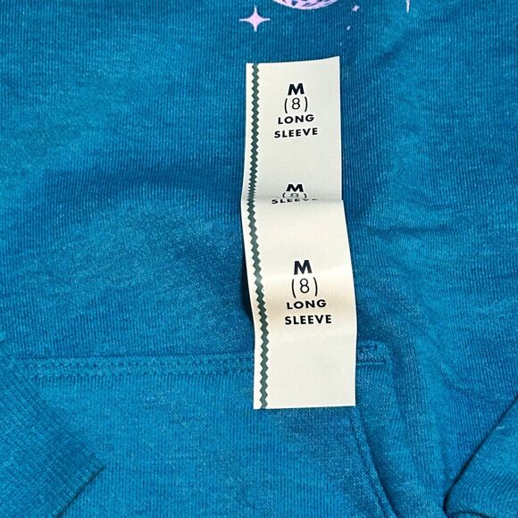 ️Cat & Jack Girls' Fleece Pullover Hoodie - Teal Blue M Size 8 - Picture 3 of 4